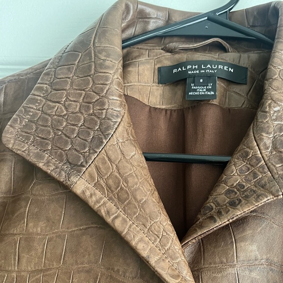Ralph Lauren Vintage Chestnut Brown Made in Italy Croc-embossed lamb leather - Picture 9 of 9